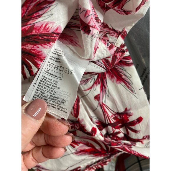 H&M Men's Red Palms Short Sleeve Button-Down Cotton Shirt M - Picture 5 of 5